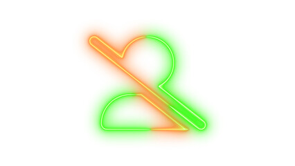 Neon user large slash icon brown green color glowing with transparent background