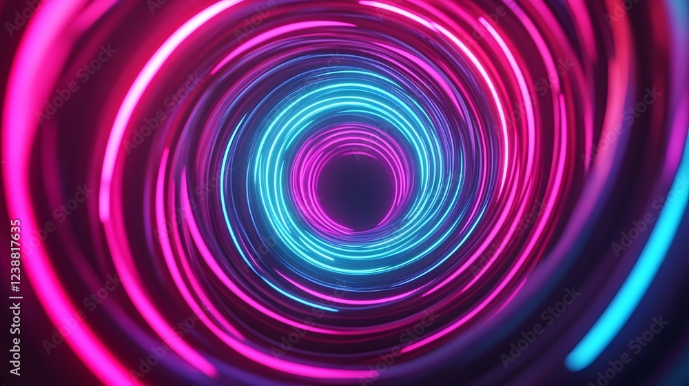 Poster mesmerizing 3d fractal patterns in glowing neon colors spiral into infinity