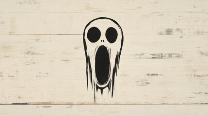 Screaming skull graphic on wood; Halloween design