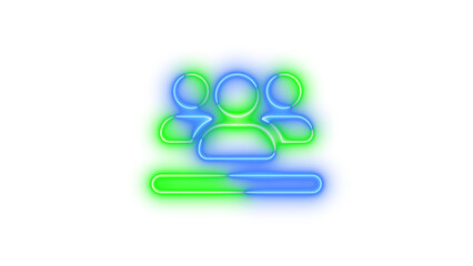 Neon users line icon blue green color glowing with transparent background