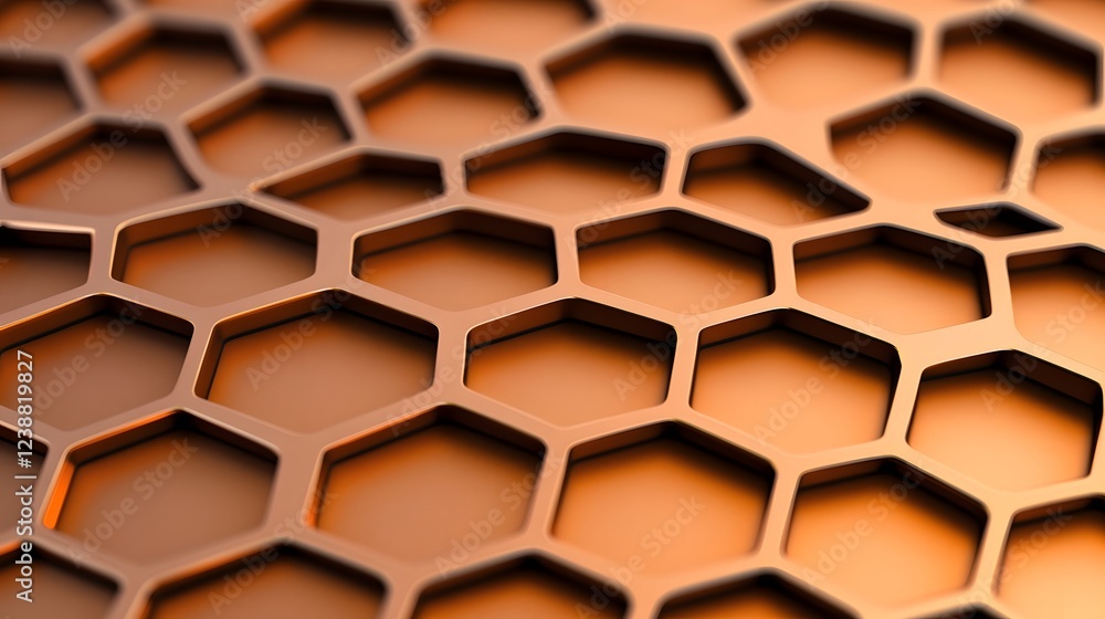 Poster captivating 3d honeycomb pattern with metallic textures and intriguing shadows