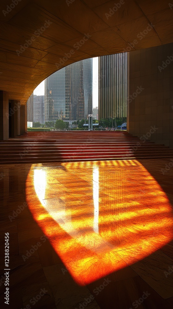 Poster large building with architectural details showcasing realistic photography techniques and design