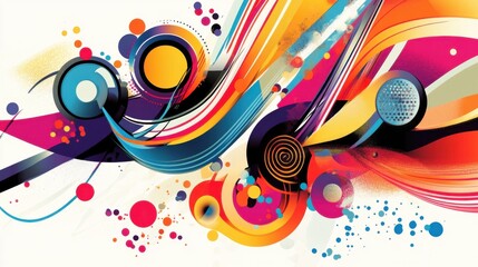 Obraz premium Vibrant abstract colorful swirls and circles in a dynamic artistic design