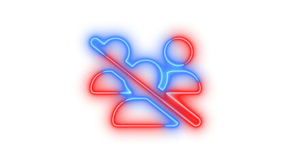 Neon users-slash icon blue red color glowing with transparent background
