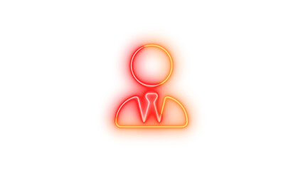 Neon user-tie icon brown red color glowing with transparent background