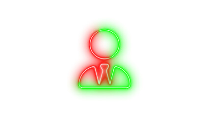 Neon user-tie icon green red color glowing with transparent background