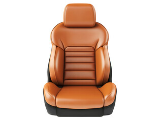 Luxury tan leather car seat with a modern design and black accents, offering comfort and style, isolated on transparent background, PNG