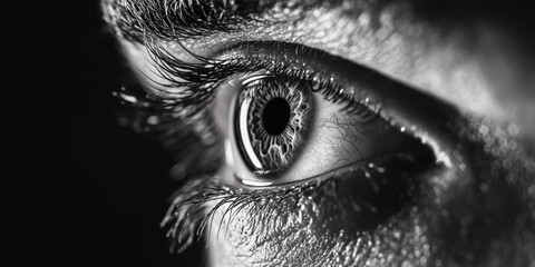 Obraz premium A detailed view of an individual's eye, with eyelashes and pupil visible