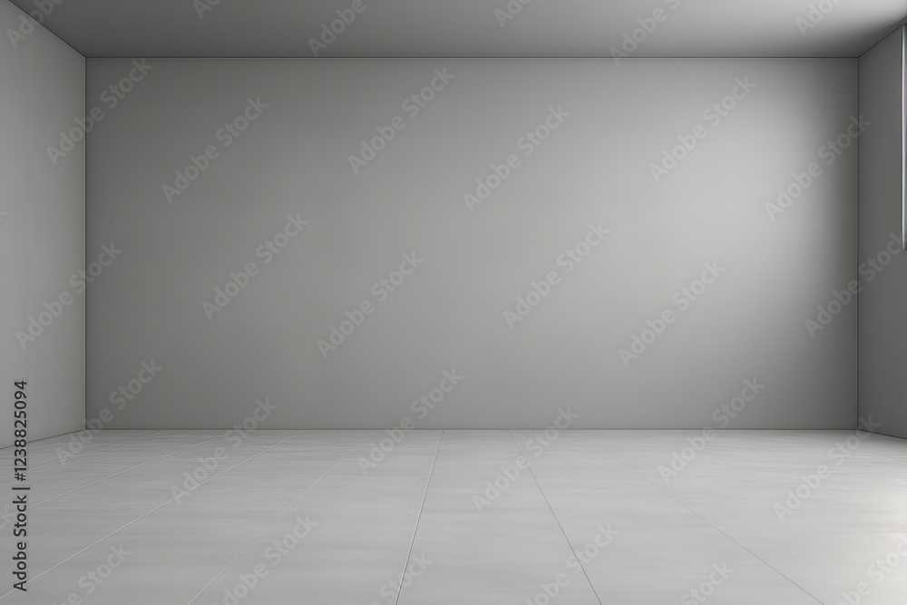 Poster modern interior design featuring an empty room with tiled floor and window light
