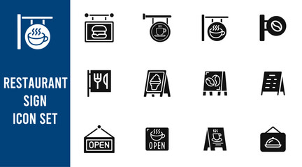 restaurant sign icon set