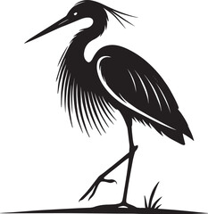 Heron bird Silhouette vector illustration isolated on white background