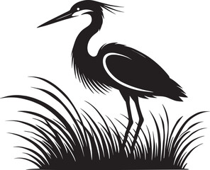 Heron bird Silhouette vector illustration isolated on white background