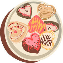 A cute composition of isolated illustrations in a modern style on a transparent base.Digital illustration is perfect for creating cards, invitations for Valentine's Day,Wedding,Birthday,Mother's Day