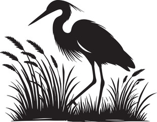 Heron bird Silhouette vector illustration isolated on white background