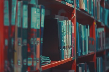 Obraz premium Blurred office shelves with binders and files