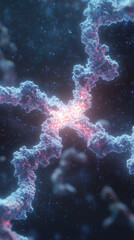 Fototapeta premium Holographic visualization of molecular structures with vibrant colors, showcasing intricate details and connections