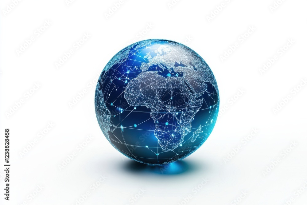 Aufkleber a digital globe illuminated with network connections, representing global connectivity and technolog