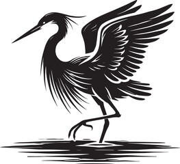 Heron bird Silhouette vector illustration isolated on white background