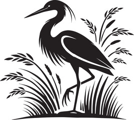 Heron bird Silhouette vector illustration isolated on white background