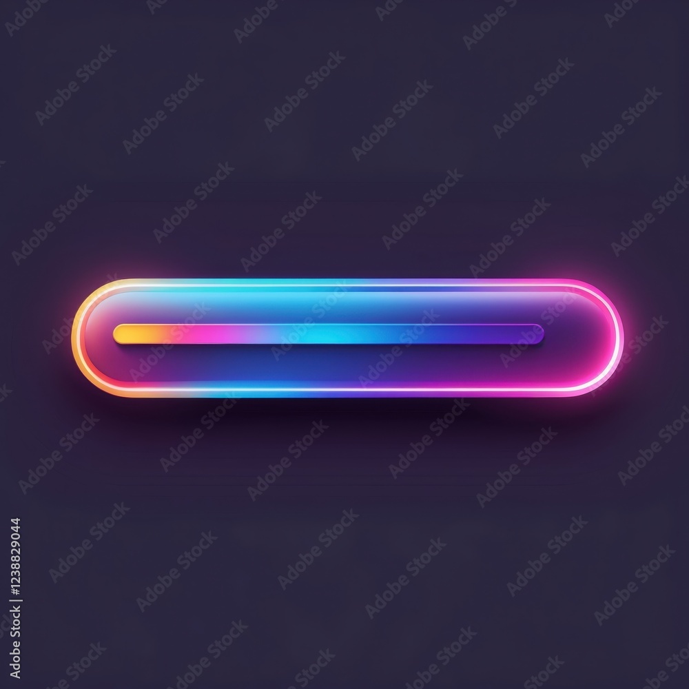Poster colorful neon horizontal progress bar displaying progress in dark background