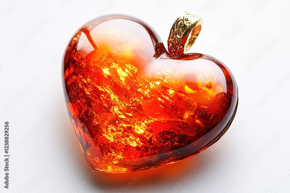 Poster a glass heart-shaped object sitting on a white surface, perfect for use in editorial or commercial p