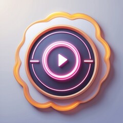 Fototapeta premium Modern Circular Play Button With Bright Neon Glow Effects