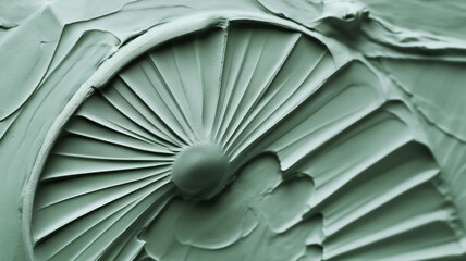 Textured Green Clay with Fan Pattern