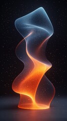 Naklejka premium Abstract swirling light energy form with orange and blue hues on dark background.