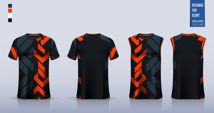Soccer jersey, football kit, sportswear, basketball uniform, running, motocross or t-shirt mockup. Fabric pattern design. 