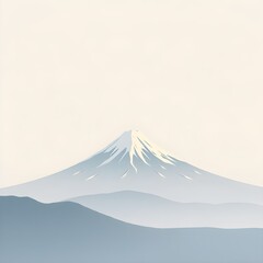 Minimalist Zen Mountain Landscape of Mount Fuji