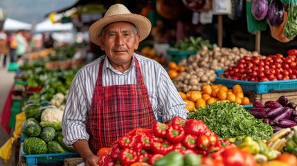 Bustling Farmers Market Overflowing with Vibrant Colors and Fresh Local Produce during a Lively Spring Festival in a Rural Community