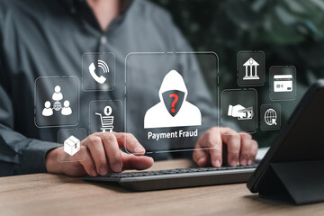 Cyber ​​Theft, Payment, Fraud, Cheat money, Cyber Scam concept, Businessman prevent financial...