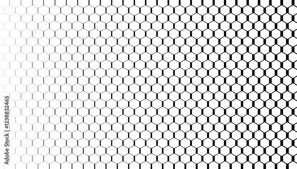 Poster black and white transition pattern with hexagon shapes. vector format illustration. modern abstract 