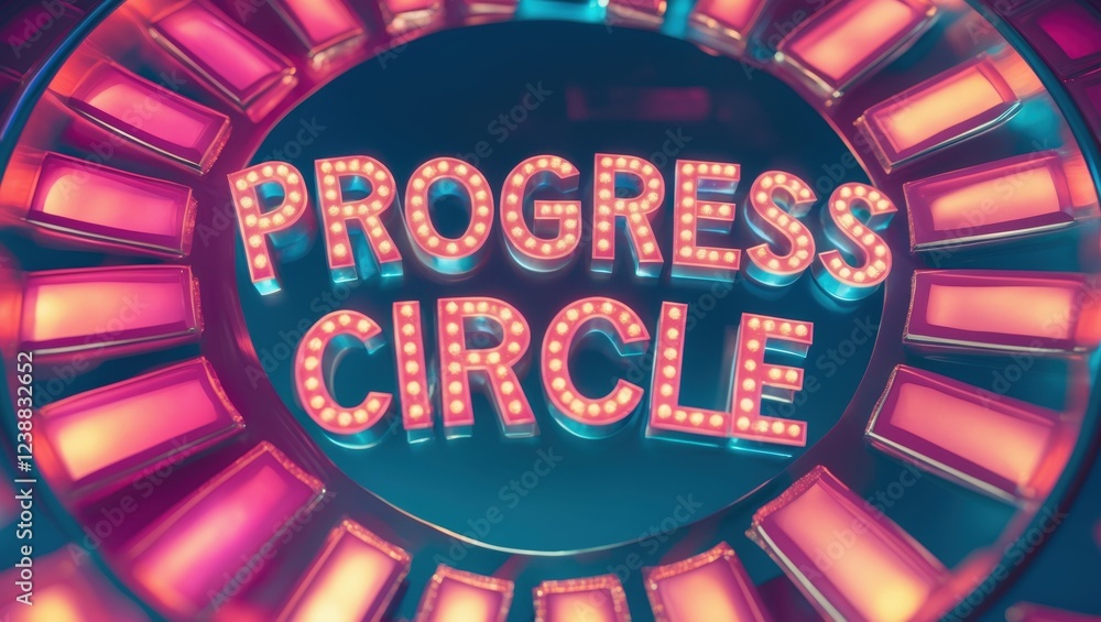 Aufkleber bright and colorful progress circle with retro light design