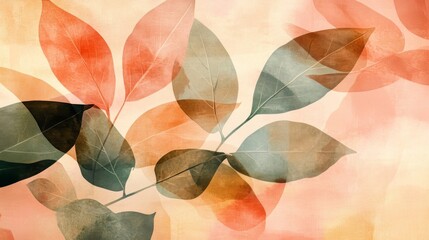 Watercolor Autumn Leaves Abstract Painting