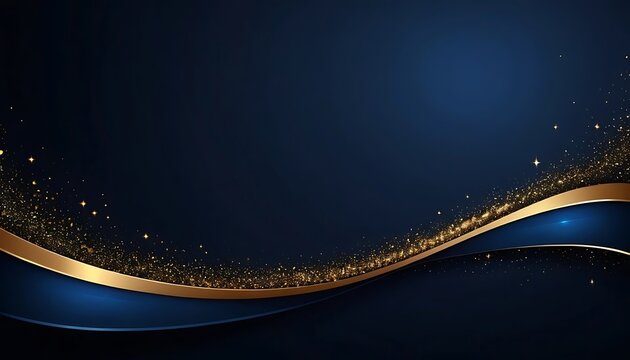 Elegant Dark Blue Gold Wave Background Design