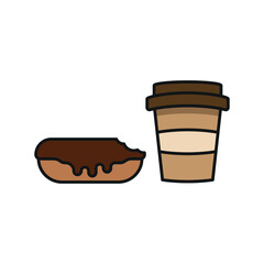 Drink and éclair set food icon represents a delightful dessert combo, perfect for café menus, bakery designs, and sweet treat illustrations.