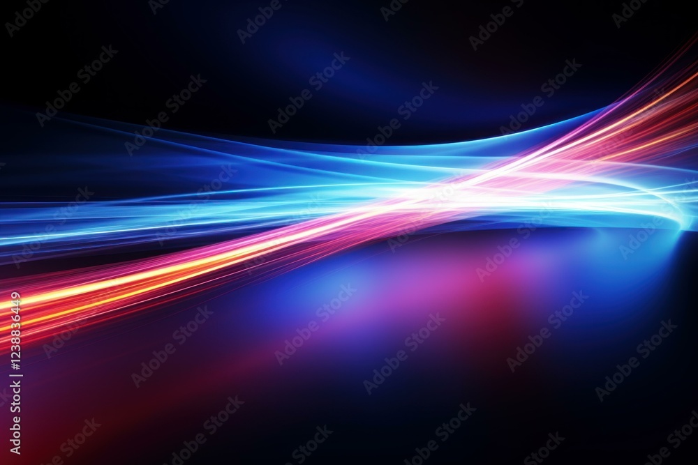 Poster colorful light trails creating a dynamic and vibrant abstract composition on a dark background