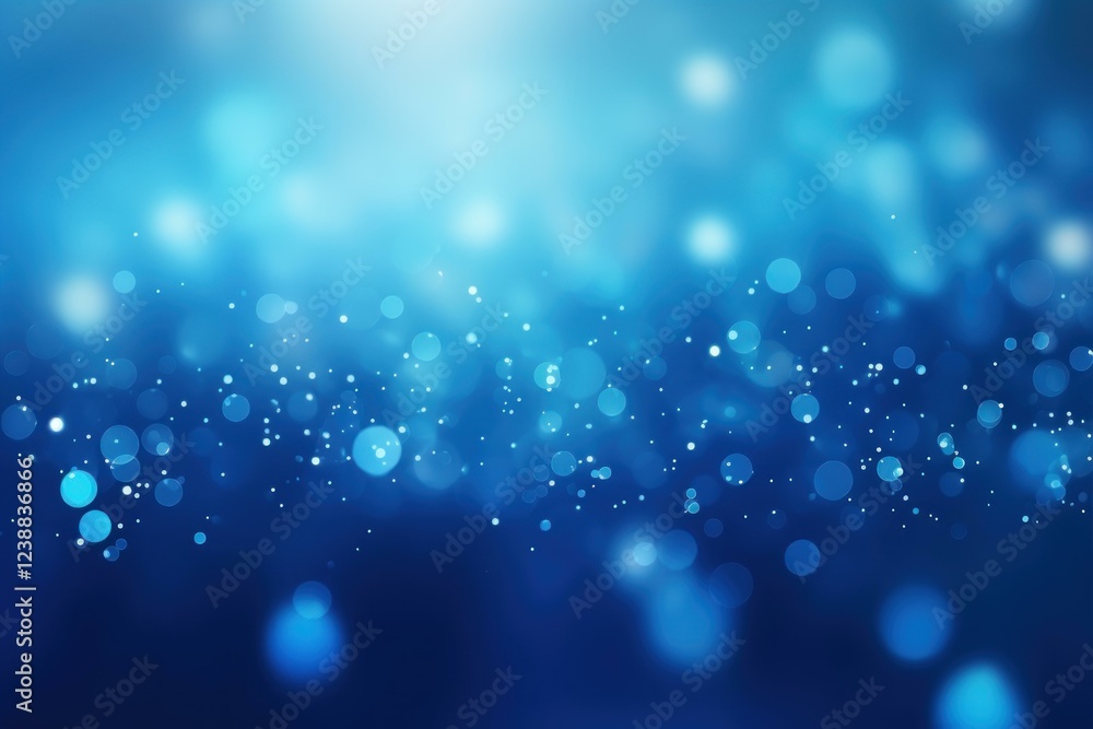 Poster abstract blue bokeh background with floating particles and light rays creating a magical and dreamy 