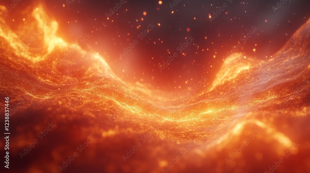 Poster Fiery Abstract Particle Background