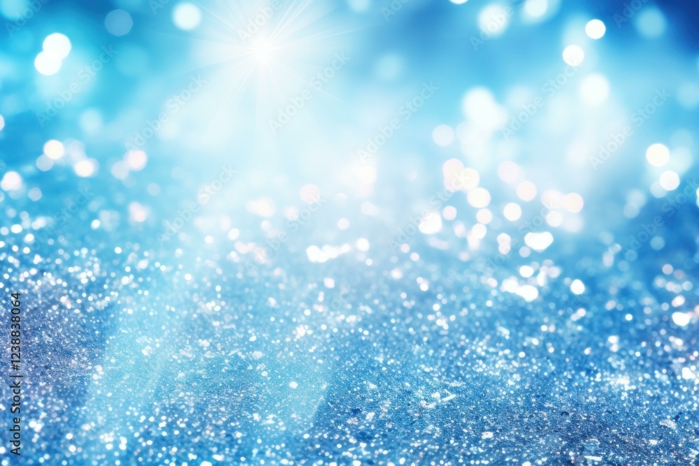 Poster sparkling blue glitter background with bokeh effect creating a magical and festive atmosphere