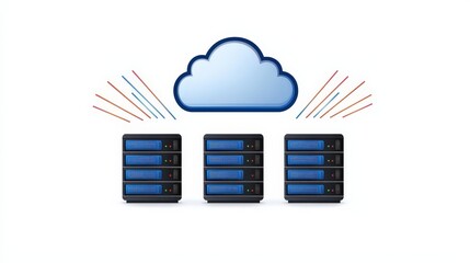 Cloud Computing Concept with Servers and Symbols Representing Storage and Connectivity