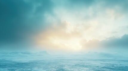 Obraz premium Serene Winter Seascape Misty Ocean Frozen Shore Soft Sunrise Light