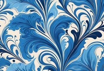 Abstract Blue Swirls Marbling Design Pattern