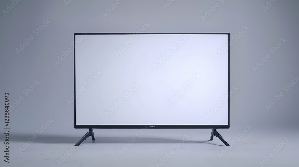 Poster minimalist modern television display with empty screen on a gray background for advertising and crea