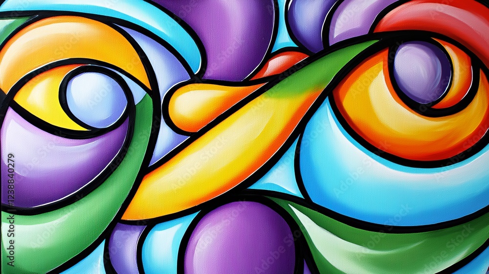 Poster abstract interpretations of time and space in colorful dynamic patterns