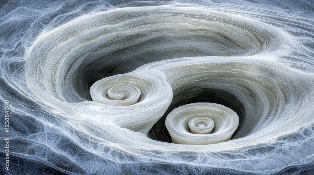 Poster abstract representation of gravitational waves with swirling patterns
