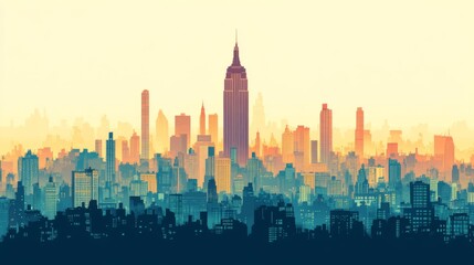 Warm-toned City Skyline at Sunset