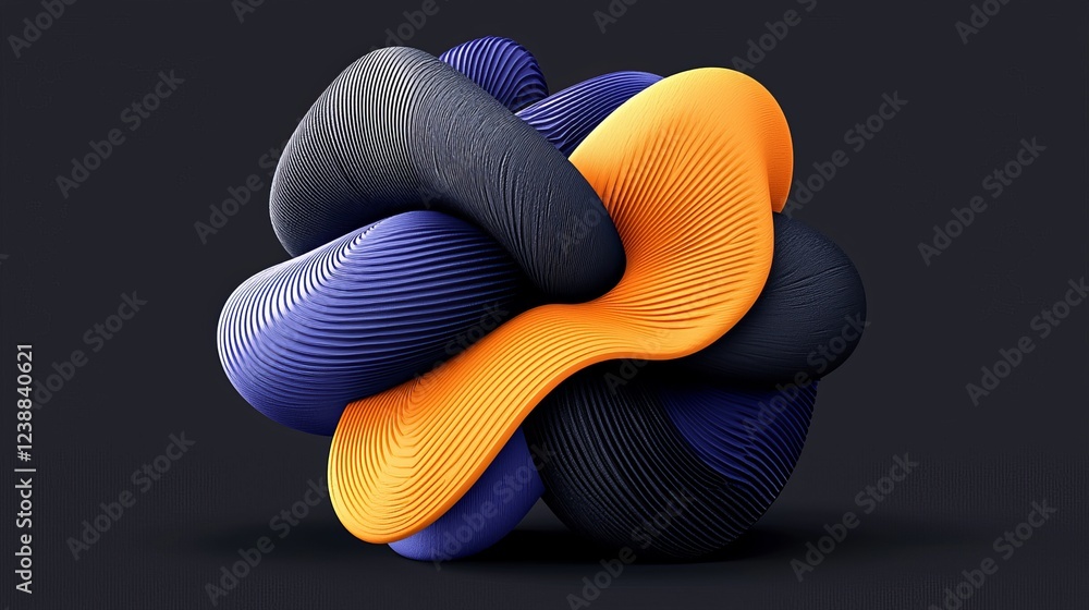 Poster abstract representation of sound waves in colorful 3d shapes and forms