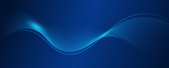Abstract blue background with flowing lines for futuristic concept. Dynamic waves. vector